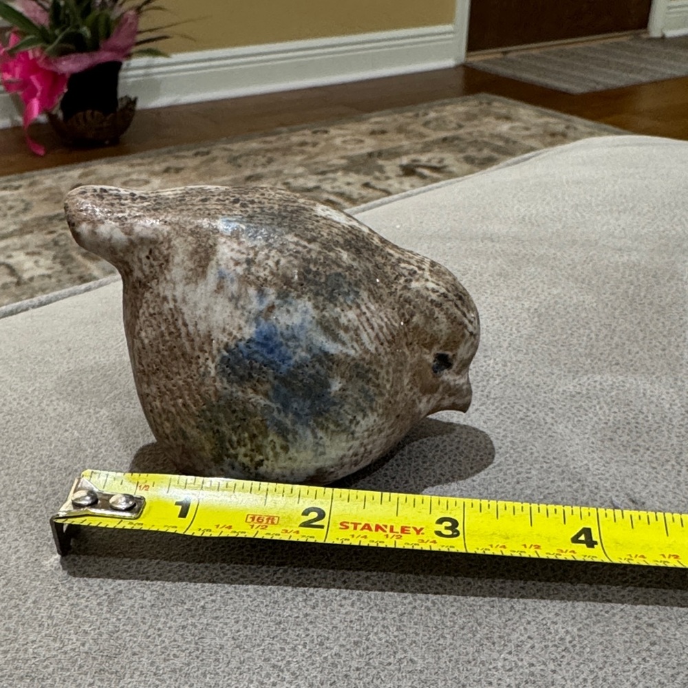 Ceramic Bird Figurine - 3” Nutmeg Pottery Vintage Fat Robin
